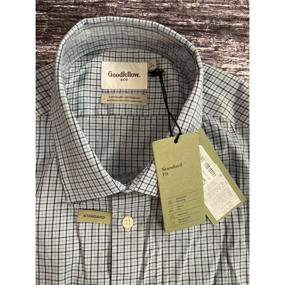 Goodfellow Mens Size XL White Plaid Button Up Long Sleeve Shirt NWT - Picture 2 of 2